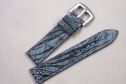 DARK GRAY OSTRICH LEG LEATHER WATCH STRAP RD155