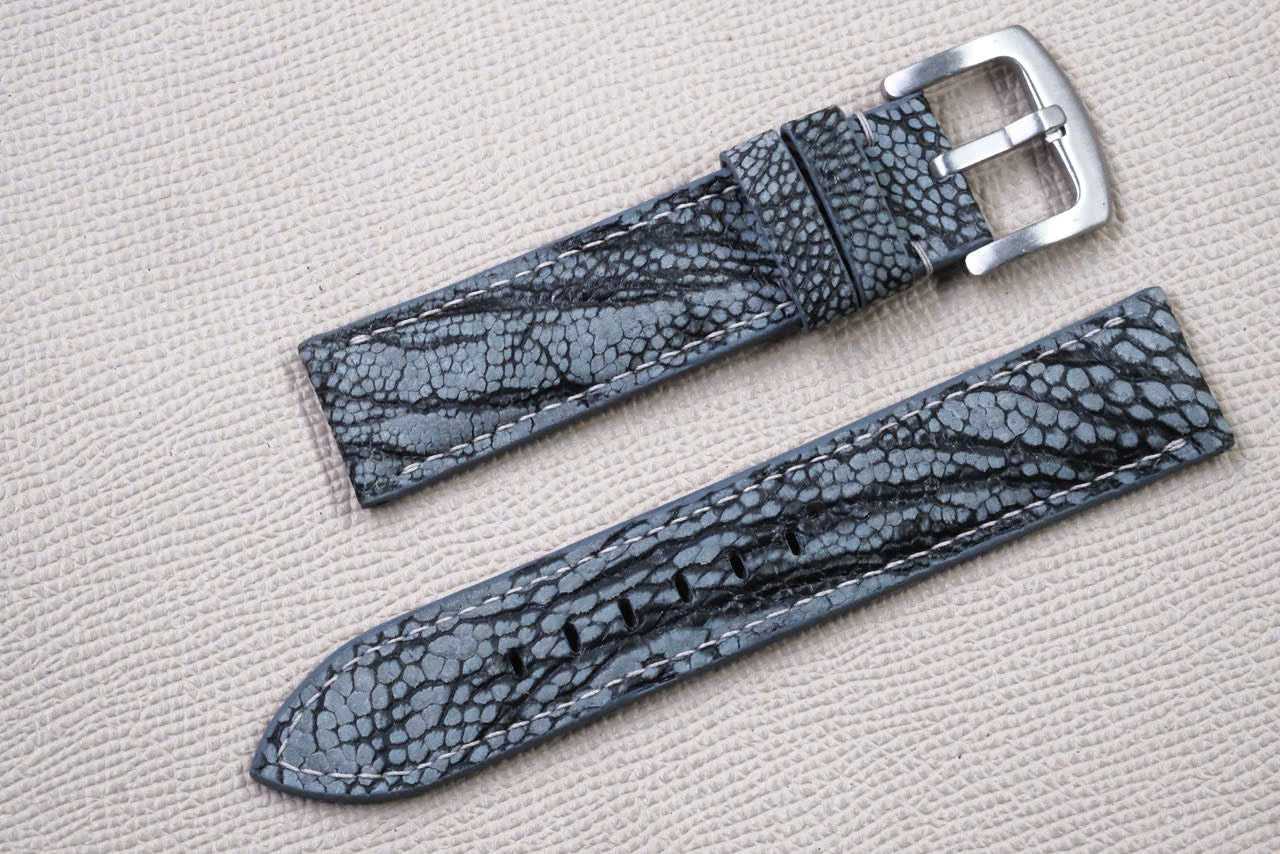 DARK GRAY OSTRICH LEG LEATHER WATCH STRAP RD155
