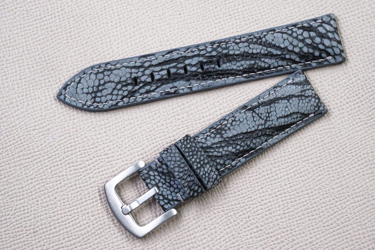 DARK GRAY OSTRICH LEG LEATHER WATCH STRAP RD155