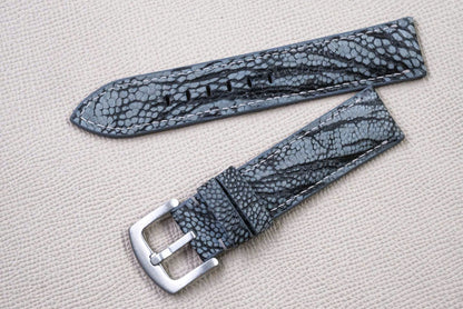 DARK GRAY OSTRICH LEG LEATHER WATCH STRAP RD155