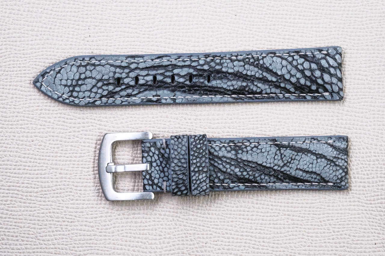 DARK GRAY OSTRICH LEG LEATHER WATCH STRAP RD155