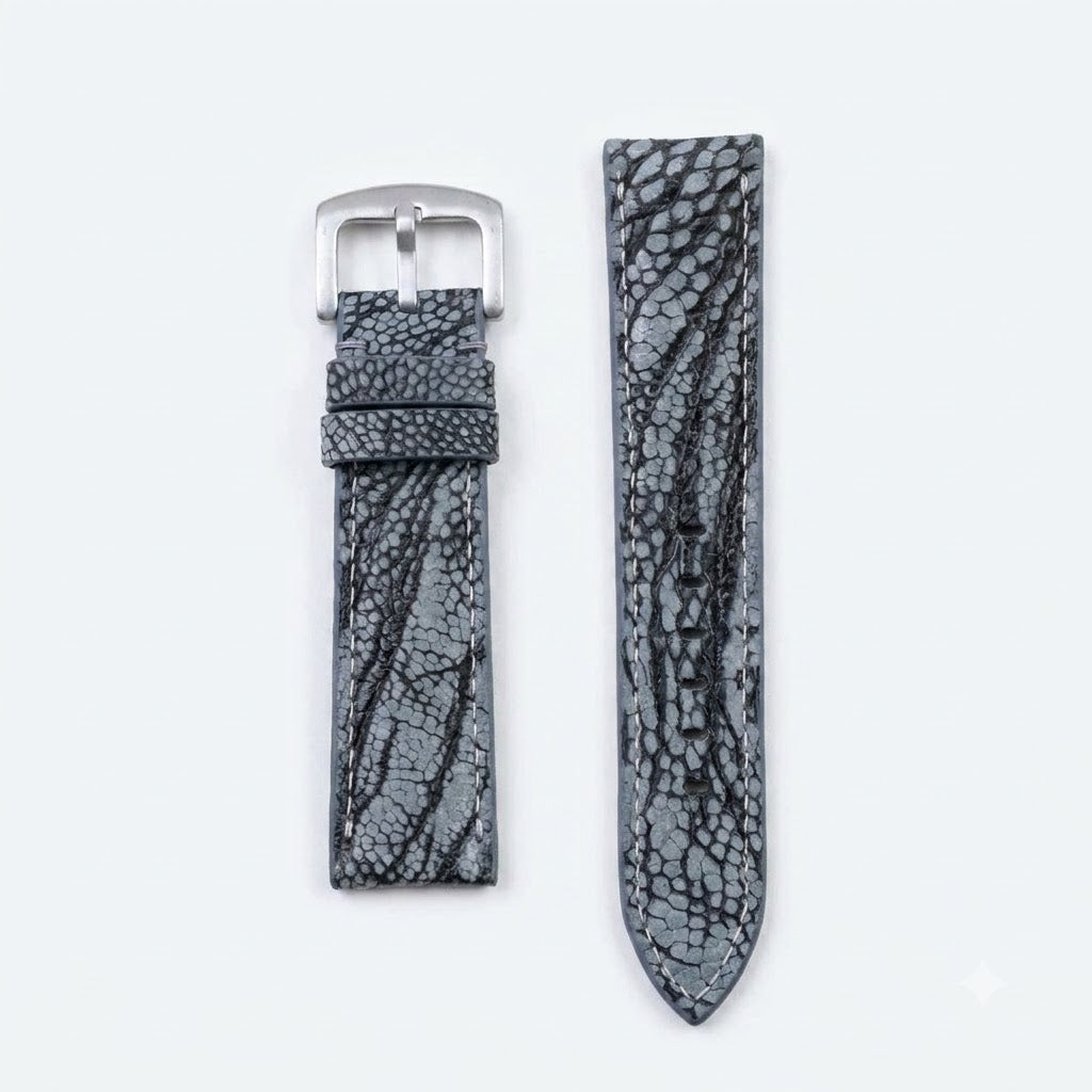 DARK GRAY OSTRICH LEG LEATHER WATCH STRAP RD155