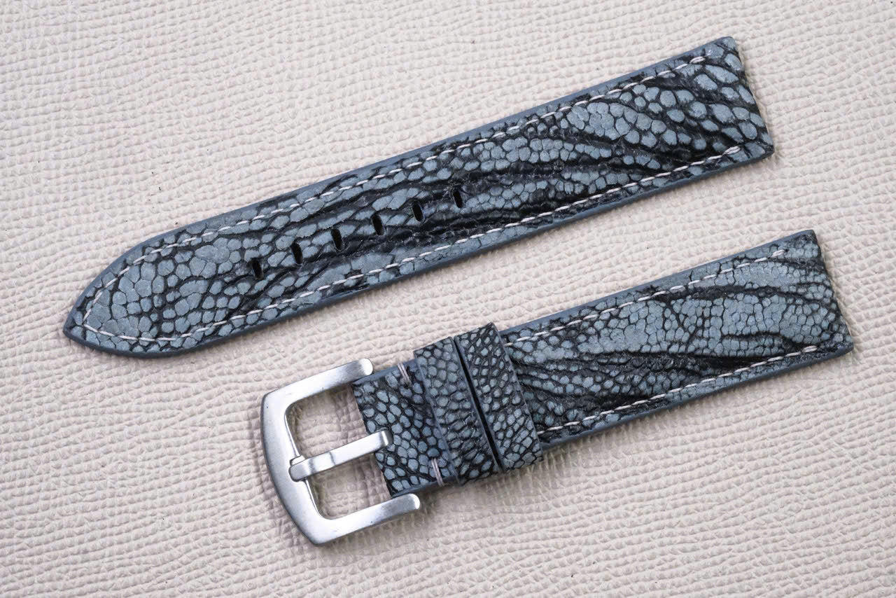 DARK GRAY OSTRICH LEG LEATHER WATCH STRAP RD155
