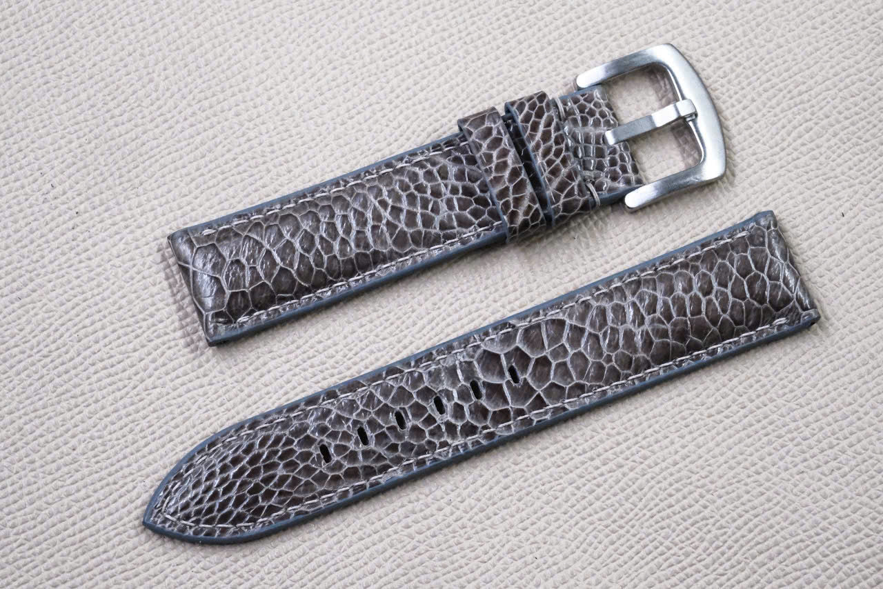 DARK GRAY OSTRICH LEATHER WATCH STRAP RD154