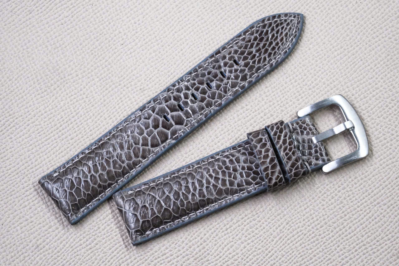 DARK GRAY OSTRICH LEATHER WATCH STRAP RD154