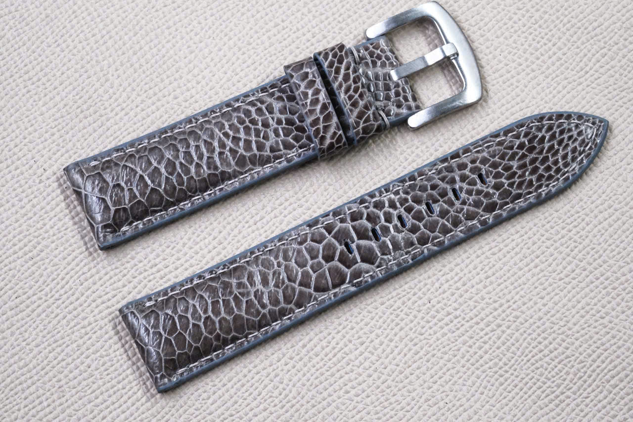 DARK GRAY OSTRICH LEATHER WATCH STRAP RD154