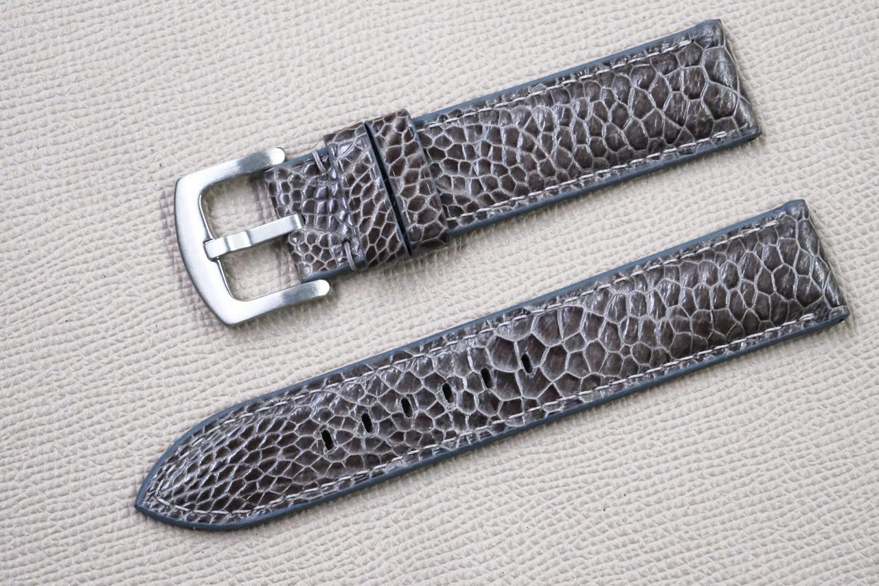 DARK GRAY OSTRICH LEATHER WATCH STRAP RD154