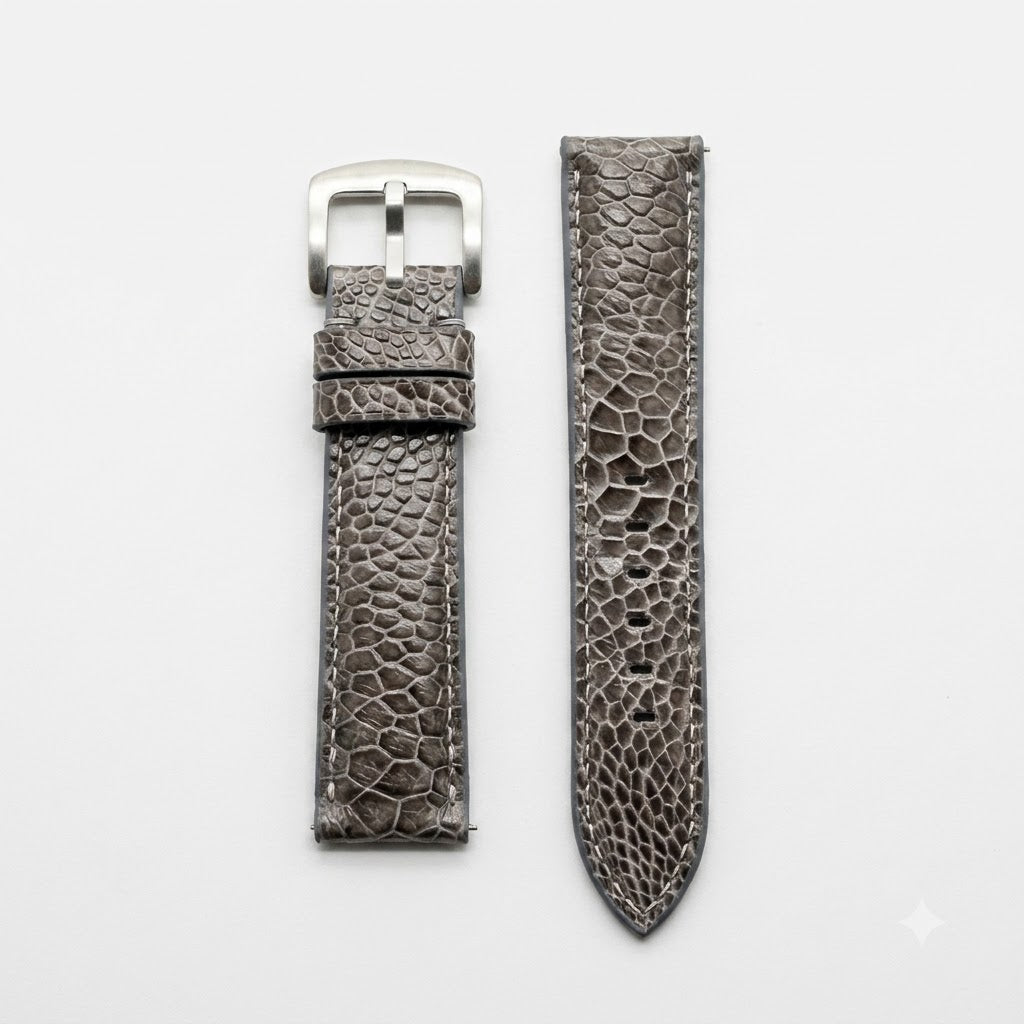 DARK GRAY OSTRICH LEATHER WATCH STRAP RD154