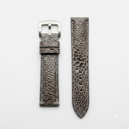 DARK GRAY OSTRICH LEATHER WATCH STRAP RD154