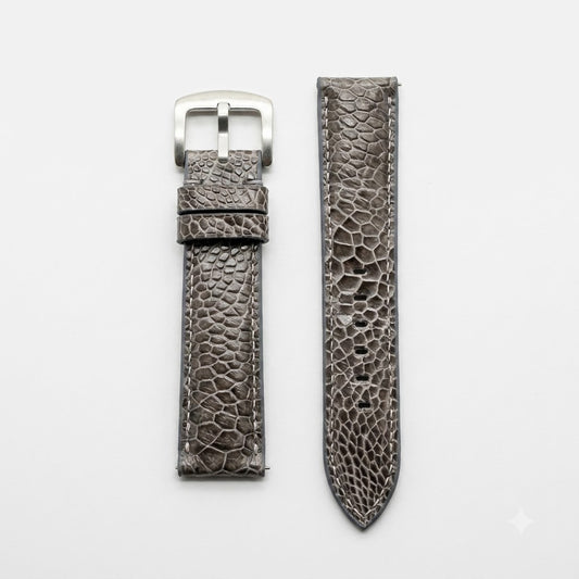 DARK GRAY OSTRICH LEATHER WATCH STRAP RD154