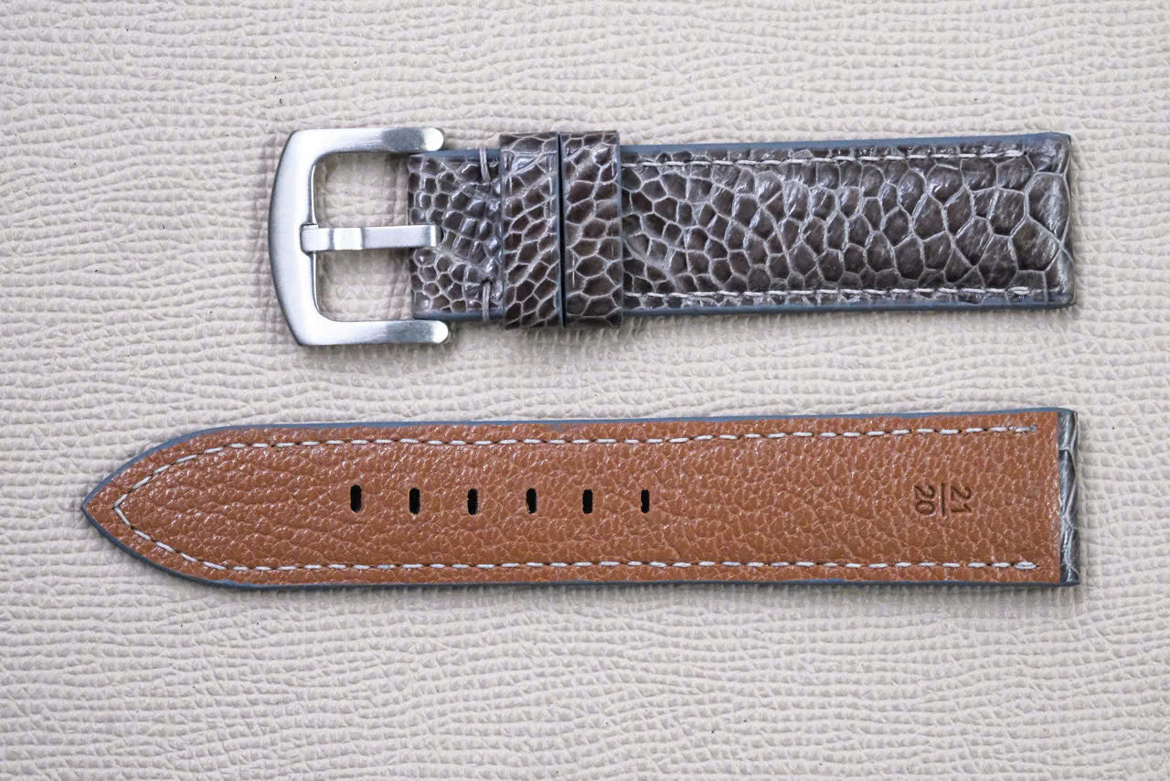 DARK GRAY OSTRICH LEATHER WATCH STRAP RD154