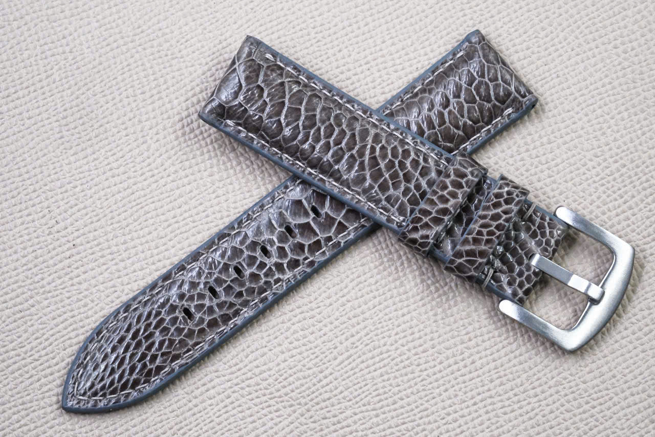 DARK GRAY OSTRICH LEATHER WATCH STRAP RD154