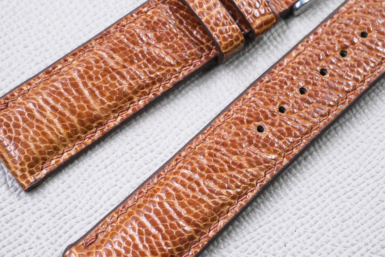 BROWN OSTRICH LEATHER WATCH STRAP RD153
