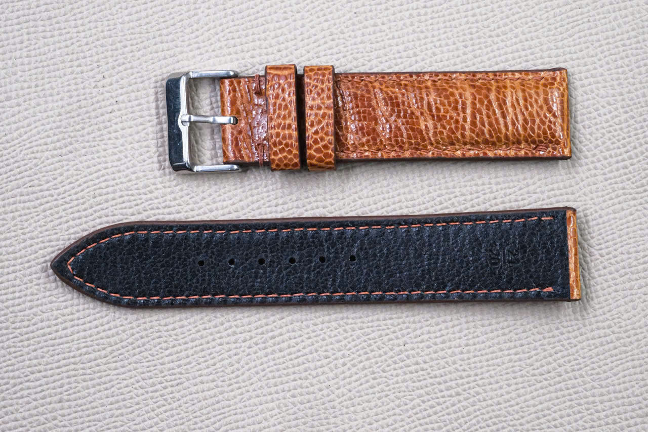 BROWN OSTRICH LEATHER WATCH STRAP RD153