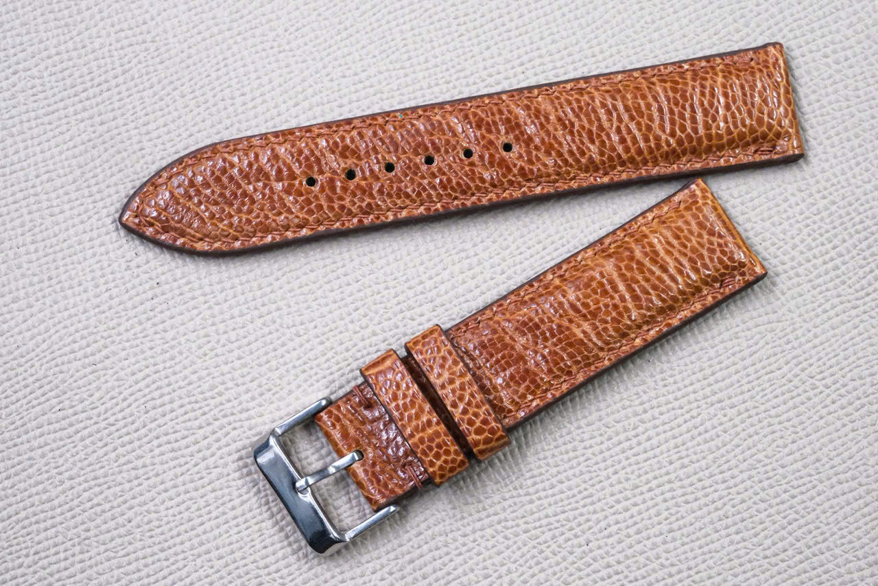 BROWN OSTRICH LEATHER WATCH STRAP RD153