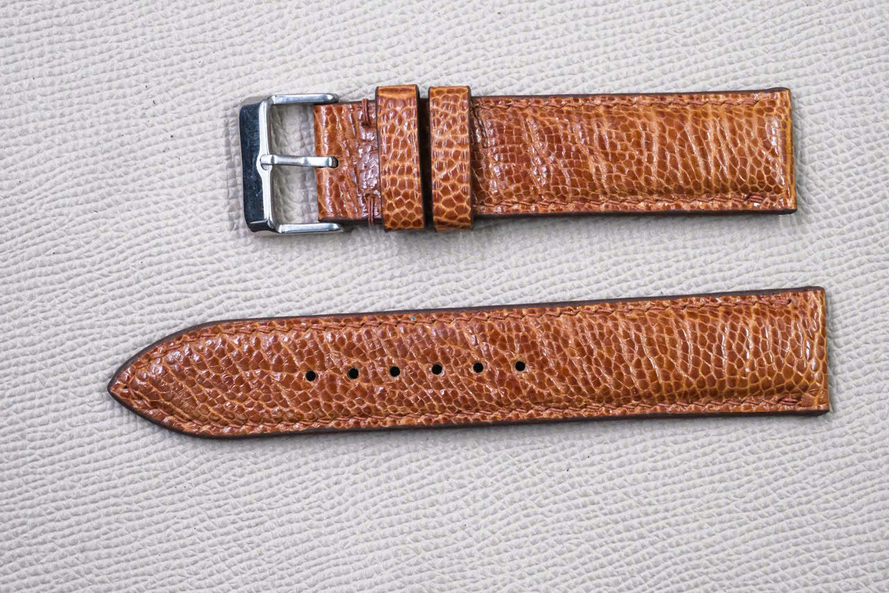 BROWN OSTRICH LEATHER WATCH STRAP RD153