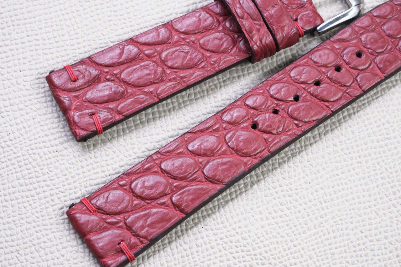 RED CROCODILE LEATHER WATCH STRAP RD150