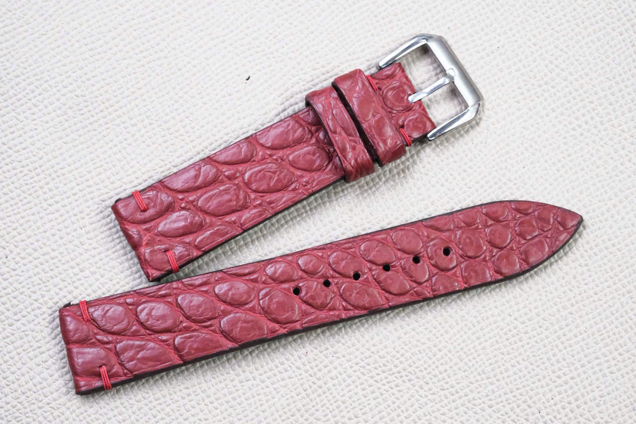 RED CROCODILE LEATHER WATCH STRAP RD150
