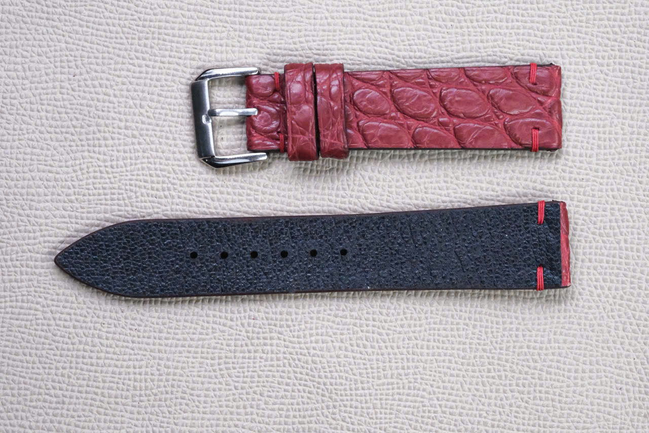 RED CROCODILE LEATHER WATCH STRAP RD150