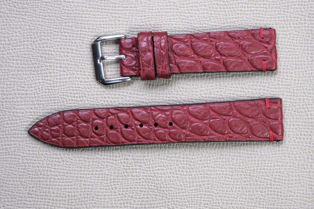 RED CROCODILE LEATHER WATCH STRAP RD150