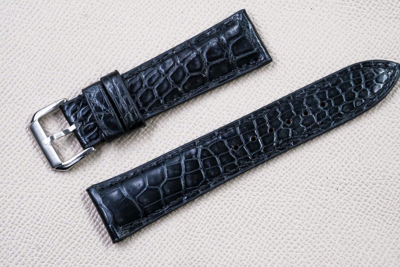 BLACK CROCODILE LEATHER WATCH STRAP RD149