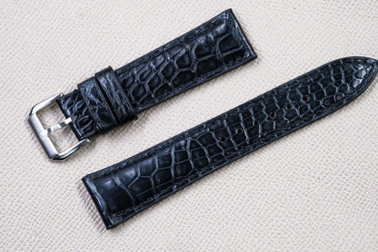 BLACK CROCODILE LEATHER WATCH STRAP RD149
