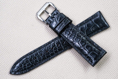 BLACK CROCODILE LEATHER WATCH STRAP RD149