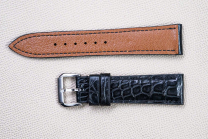 BLACK CROCODILE LEATHER WATCH STRAP RD149
