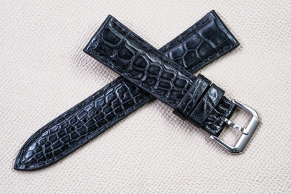 BLACK CROCODILE LEATHER WATCH STRAP RD149
