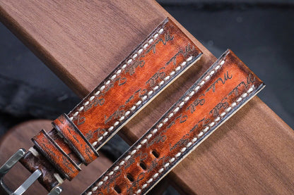 Vintage Custom Laser-Etched Script Leather Strap