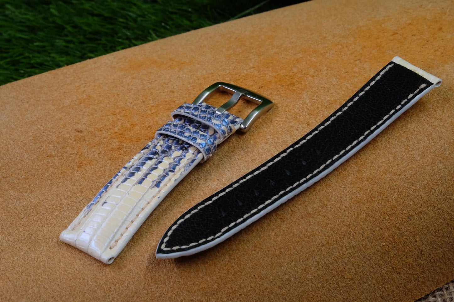 BESPOKE GENUINE WHITE LIZARD SKIN LEATHER STRAP HDLZ02