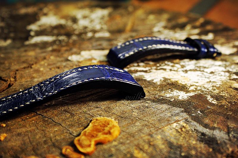 DARK BLUE GENUINE CROCODILE SKIN LEATHER WATCH STRAP HDCS41