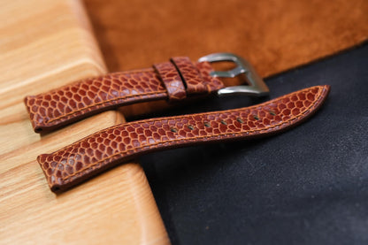 BESPOKE GENUINE BROWN BEAVER TAIL LEATHER WATCH STRAP HDLE02