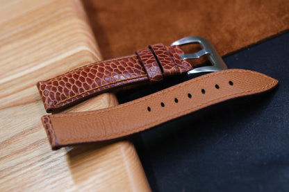 BESPOKE GENUINE BROWN BEAVER TAIL LEATHER WATCH STRAP HDLE02