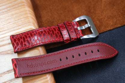 BESPOKE GENUINE RED BEAVER TAIL LEATHER WATCH STRAP HDLE03