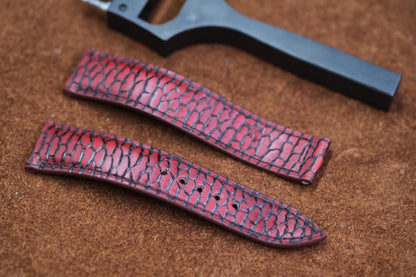 BESPOKE GENUINE RED BEAVER TAIL LEATHER WATCH STRAP HDLE06