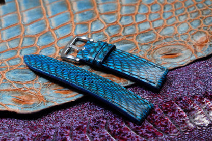 Blue cobra snake skin leather strap HDKS02