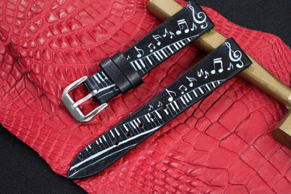 Melody Noir – Hand-Painted Leather Watch Strap