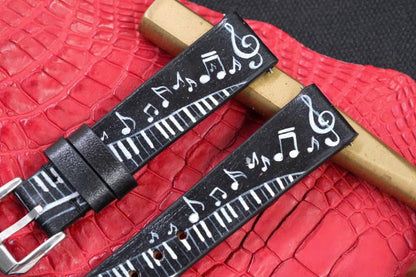 Melody Noir – Hand-Painted Leather Watch Strap