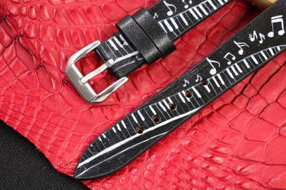 Melody Noir – Hand-Painted Leather Watch Strap