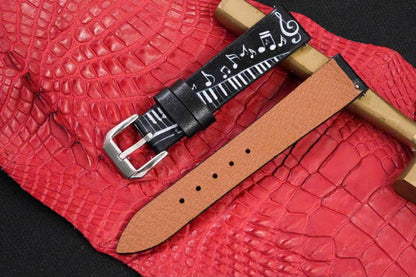 Melody Noir – Hand-Painted Leather Watch Strap