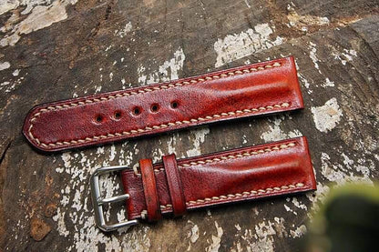 HANDCRAFTED GENUINE BROWN COW LEATHER WATCH STRAP BAND HDLE03