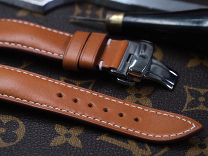 BESPOKE GENUINE BROWN COW LEATHER WATCH STRAP BAND HDLE06