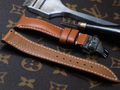 BESPOKE GENUINE BROWN COW LEATHER WATCH STRAP BAND HDLE06