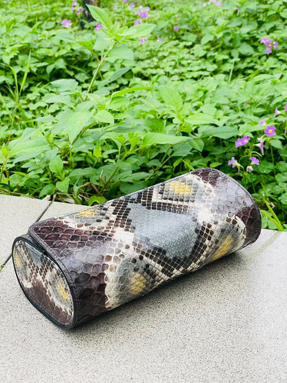 Custom grey python leather 3 watch roll HDWR40