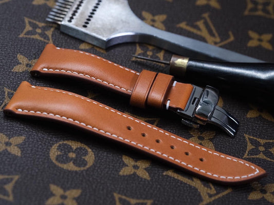 BESPOKE GENUINE BROWN COW LEATHER WATCH STRAP BAND HDLE06