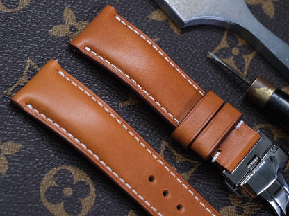 BESPOKE GENUINE BROWN COW LEATHER WATCH STRAP BAND HDLE06