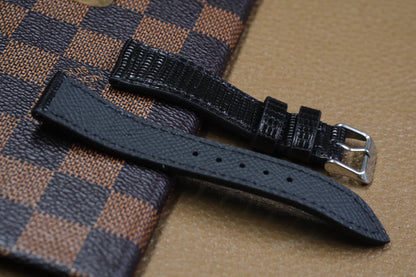 BESPOKE GENUINE BLACK LIZARD SKIN LEATHER STRAP HDLZ25