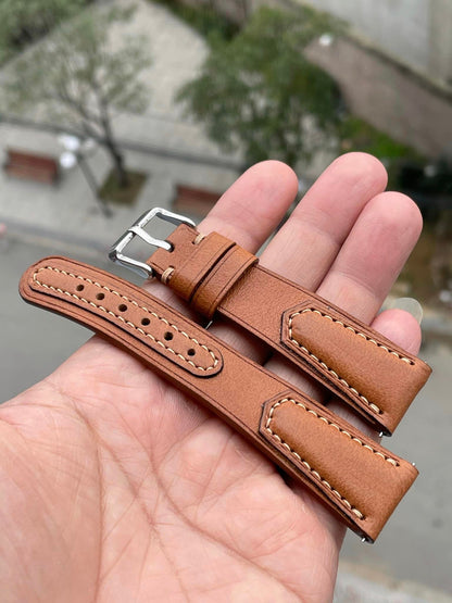 BESPOKE GENUINE ORANGE COW LEATHER WATCH STRAP BAND FOR OMEGA HDLE10