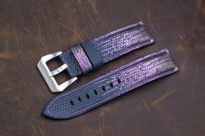 BESPOKE BLUE PURPLE LIZARD LEATHER WATCH STRAP HDLZ13